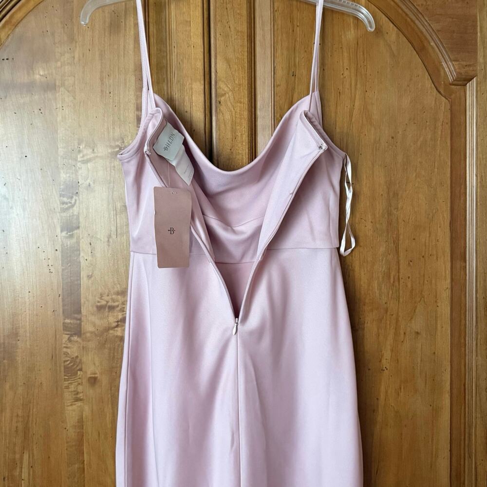 BHLDN cali satin midi slip dress blush pink cowl neck slit hemsize 6 NWT - Picture 12 of 15